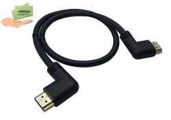 Cerrxian 0.5M High Speed HDMI 2.0 HDMI Left Angle Male To HDMI Right Angle Male Short Cable Ultra HD 4K X 2K HDMI Cable