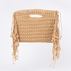 Zella Tan Crochet Clutch Bag With Fringe - Tan Crochet