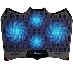 8 Adjustable Height 2 USB Ports Red LED Lights Black LINGSFIRE Laptop Cooling Pad 12-17inch Ultra Quiet Laptop Cooler Stand Notebook Cooling Fan Chill Mat for Gaming Laptop with 5 Fans 