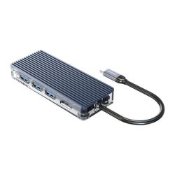 Orico 8 Port 3 X USB3.0|1 X RJ45|1 X HDMI|1 X Type-c Pd 20V |1 X Tf sd Transparent Hub - Grey
