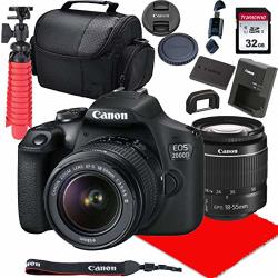 Canon Eos 2000D Dslr Camera W 18-55MM F 3.5-5.6 III Lens + 32GB Sd Card + More