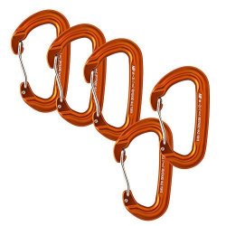 Fusion Climb Contigua Wire Gate Modified D Shape Carabiner Orange  5-Pack 