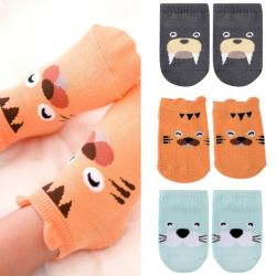 1-4y Kids Baby Unisex Cotton Cartoon Animal Anti Slip Ankle Socks - White 4-6t