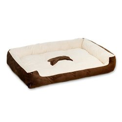 Pet Bed Ultra Soft Dog Mat Cat Sofa Brown XL