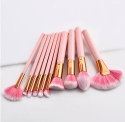 10 Piece Pink Makeup Brush Set