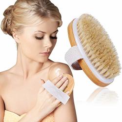 Dry Body BRUSH-100% Nature Boar Bristles Bamboo Shower Bath Brushes For Exfoliating - Help Your Cellulite Reduction Body Massage Glowing Skin -improves Lymphatic Functions