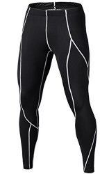 Men's Compression Baselayeror Workout Running Tights Pants And Leggings Black-white Us L Tag Asia XL