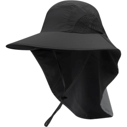 Fishing Hat Sun Protection Outdoor Hat With Neck Flap - Black