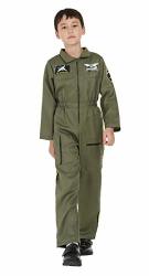 Famajia Children's Astronaut Costume Spaceman Jumpsuit Pilot Flight Suit Dress Up Pretend Play Role Play Set For Kids Boys Girls Green Medium