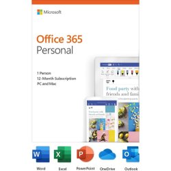 Microsoft Office 365 Personal 1 PC or Mac License 1-Year Subscription Download