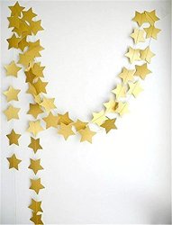 Heartfeel Set Of 2 Twinkle Sparkling Star 6.6-FEET Star String Paper Garland Hanging Decoration For Wedding Birthday Party Baby Shower Holiday Decoration Table Wall