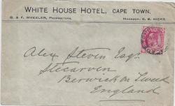 Cape Of Good Hope 1905 Illustarted Envelope Of White House Hotel Cape Town Used To UK