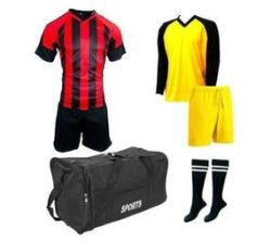 Soccer Kit With Goalkeeper Set & Kit Bag Football Team Of 15 Red black