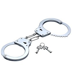 Kvevu Toy Metal Handcuffs With Keys Role Play Party Hand Cuffs Police Cosplay Handcuff Pretend Play Accessory For Fun Party Favor Stage Or Costume