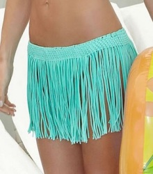 Beach Tassel Short Skirt - Turquoise