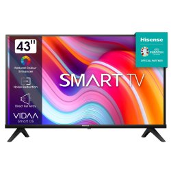 Hisense LEDN43A4K 43" HD Smart LED Natural Colour Enhancer Clean View Dts Virtual:x Bezelless Wifi Dolby Audio Dts HD Sh