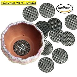 Chris.w 100PCS Flower Pot Hole Mesh Pad - 4.5CM Diameter Bottom Grid Mat - Prevent Soil Loss Anti-corrosion Breathable Gasket - Drainage Netting For