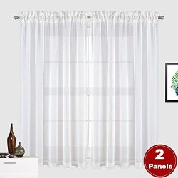 Pravive Bedroom Semi Sheer Curtains Faux Linen Privacy Sheer