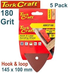 Tork Craft Sanding Tri - 180 Grit 145 X 145 X 100MM 5 PACK For Tcms Hook And Loop ABR37180