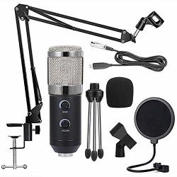 Professional Capacitor USB Microphone BM900 Applicable To Computer BM-800 Upgraded Audio Studio Vocal Recording Ktv Adjustable Volume Microphone Silver