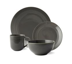 Embossed Lines Dark Grey 16PCE Dinnerware Set