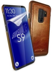 Tuff-Luv Alston Craig Genuine Vintage Leather Magnetic Shell Case For Samsung Galaxy S9 Plus Brown
