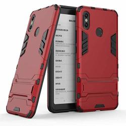 Dwaybox Xiaomi Mi Max 3 Heavy Duty Case 2 In 1 Hybrid Armor Hard Back Case Cover With Kickstand For Xiaomi Mi Max 3 6.9 Inch Marsala Red