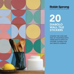 Robin Sprong Pack Of 20 15 X 15 Cm Diabolo Wall Tile Stickers