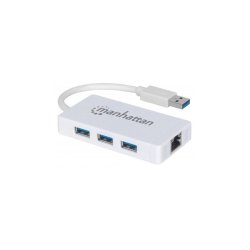 Manhattan 3-PORT USB Hub With Gigabit Ethernet Retail Box 1 Year Limited Warranty