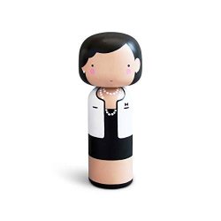 Coco Chanel Kokeshi Japanese Dolls By Lucie Kaas - 5.7 Inches - Schima Superba Wood - Made In Denmark Chanel