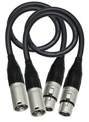 MOGAMI, AMPHENOL 2 Units - 2 Foot - Quad Balanced Microphone Cable Custom Made By Worlds Best Cables - Using Mogami 2534 Wire And Amphenol AC3MM