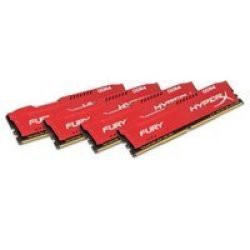 Kingston Hyperx Fury Red 64GB DDR4 Desktop Memory Module 4 X 16GB 2400MHZ