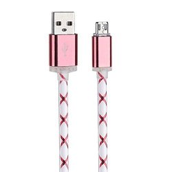 Mchoice LED Light Micro USB Charger Cable Charging Cord For Samsung Galaxy S7 Edge Rose Gold