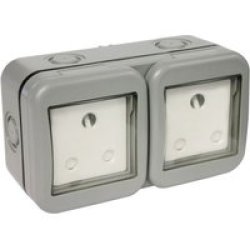 Masterplug IP55 Double Unswitched 16A Sa Outdoor Socket 2 X 3 Pin