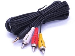 Audio Video Av 3.5MM To 3-RCA 5FT Composite Cable For Sony Camcorders - By Cybertech