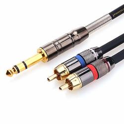 3.3 feet TISINO 1/8 to 1/4 Stereo Cable 1/8 Inch TRS Stereo to Dual 1/4 inch TS Mono Y-Splitter Cable 3.5mm Aux Mini Jack to Jack Breakout Cord