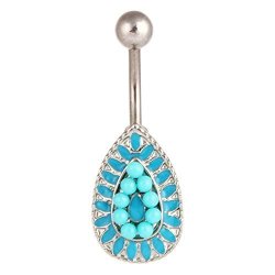 Aooaz Belly Button Piercing Rings Stainless Steel Water Drop Belly Ring Body Piercing Body Piercing Blue