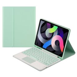 Round Cap Bluetooth Keyboard Leather Case With Pen Slot & Touchpad For Samsung Galaxy Tab S6 Lite Green