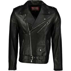 Men's Black Super Biker 100% Napa Leather Jacket- - L