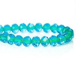 Czech - Crystal Glass - Faceted - Beads - Rondelle - Blue - Two Tone - 8MM - Sold Per Bead