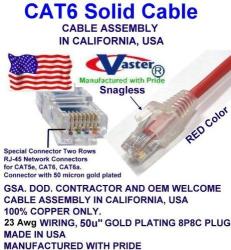 Superecable SKU-81977 - Made In Usa Red 165 Ft - Utp CAT.6 Ethernet Patch Cable - Pure Copper 23 Awg - Ul Cmr
