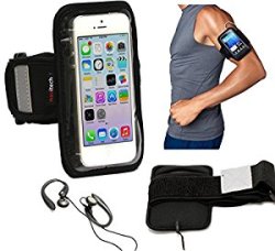 Navitech Black Running Jogging Cycling Water Resistant Sports Armband For The Nokia Lumia 530
