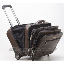 Premium Largess Leather Laptop Bag With Wheels Brown
