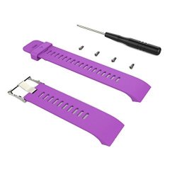 Tloowy Sports Silicone Watch Band Bracelet Wrist Strap Replacement For Garmin Forerunner 35 Gps Watch Purple