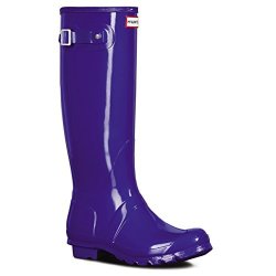 Hunter Womens Original Tall Gloss Waterproof Wellington Winter Rain Boot - Azure - 5