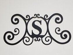 Bookishbunny Monogram Initial Letter A-z Wrought Iron Metal Scrolled Door Wall Decoration Plaque Art 24 X 11 Inch 2MM Thick S