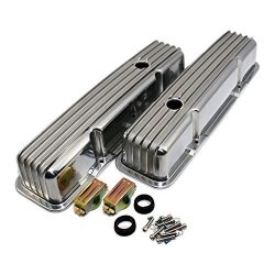 Assault Racing Products A6181 Chevy Small Block Finned Polished Aluminum Tall Style Valve Cover PRE-86 Retro