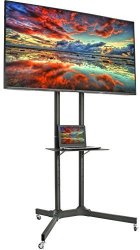 VIVO Black Rolling Tv Cart For 32 To 65 Lcd LED Plasma Flat Panel Screen Mobile Stand With Wheels STAND-TV03E