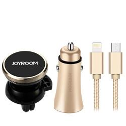 Joyroom C-M213 Vehicle Charging Kit Dual USB Port 2.1A Car Charger & Magnetic Phone Mount Holder ...