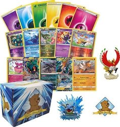 100 Pokemon Cards Plus 10 Foil Holos and Golden Groundhog Storage Box! 
